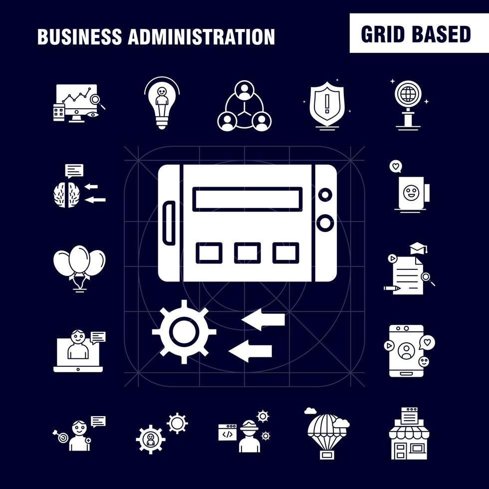 företag administrering fast glyf ikoner uppsättning för infographics mobil uxui utrustning och skriva ut design inkludera hjärna sinne miljö redskap bägare kemisk dokumentera redskap samling modern infographic vektor