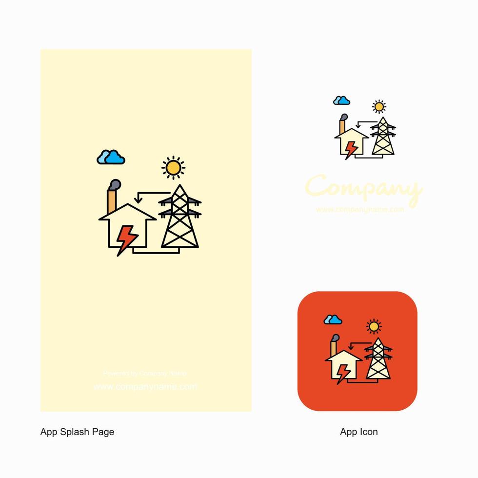 elektrisk kraft företag logotyp app ikon och stänk sida design kreativ företag app design element vektor