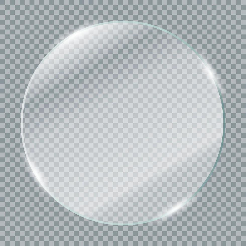 transparente Glasplatten. realistisches transparentes glasfenster im runden rahmen. Vektor-Illustration vektor