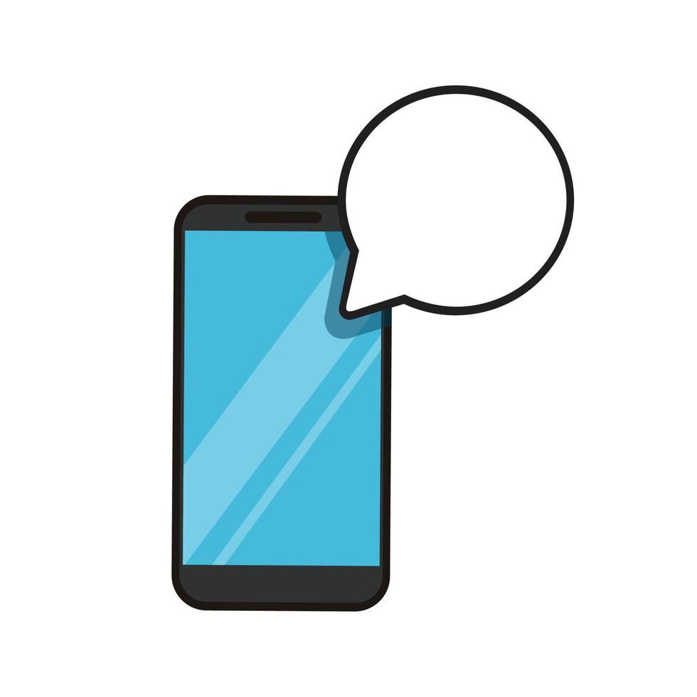 smartphone med bubbla chatt ikon vektor