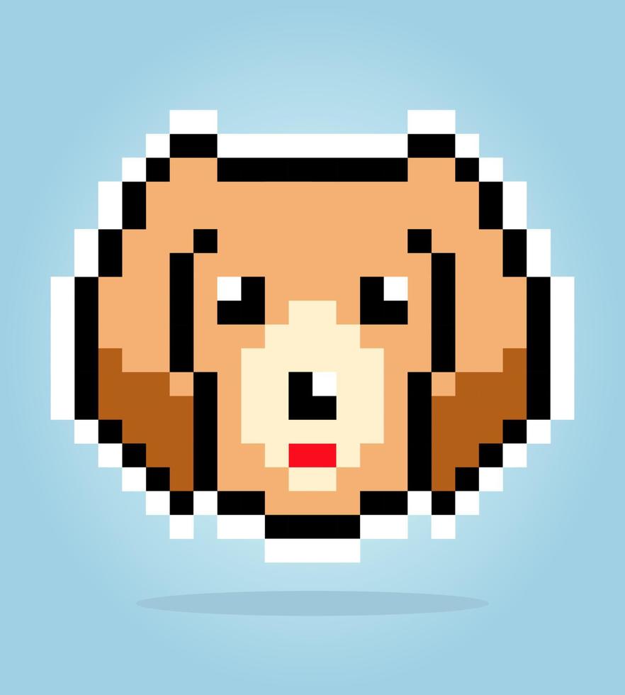 8-Bit-Pixel des Golden Retriever-Hundes. Tierkopf für Asset-Spiele in Vektorgrafiken. Kreuzstichmuster. vektor