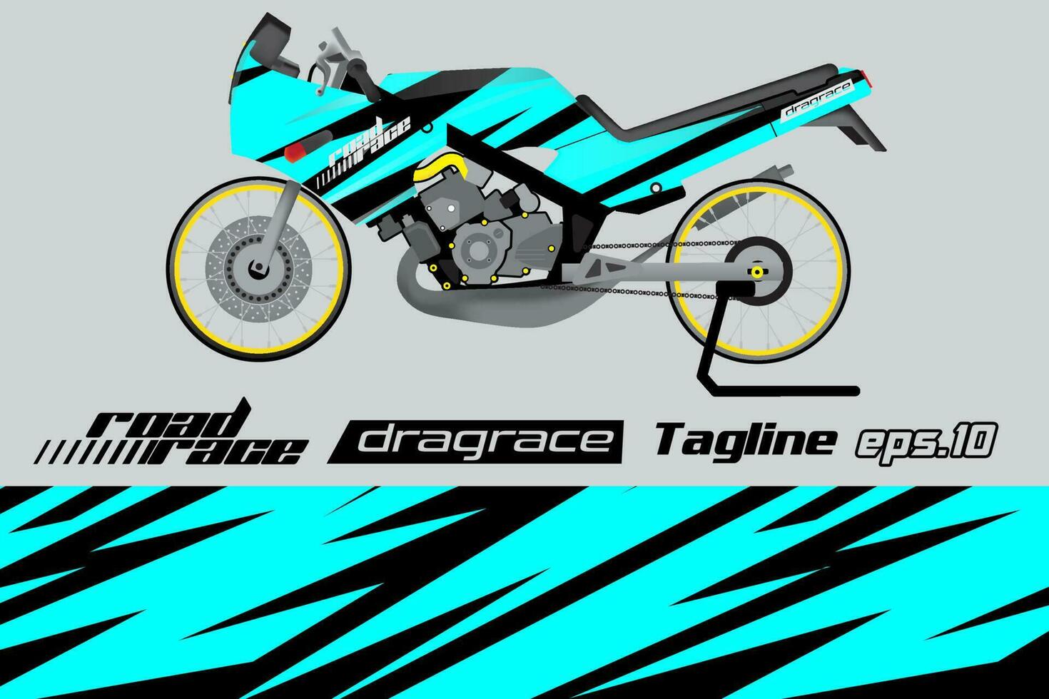 desain pembungkus stiker motor drag racing vektor penuh eps.10