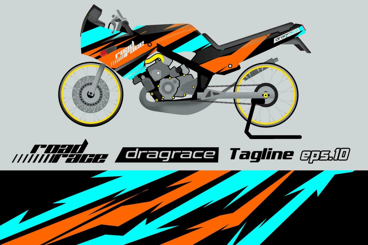 desain pembungkus stiker motor drag tävlings Vektor penuh eps.10