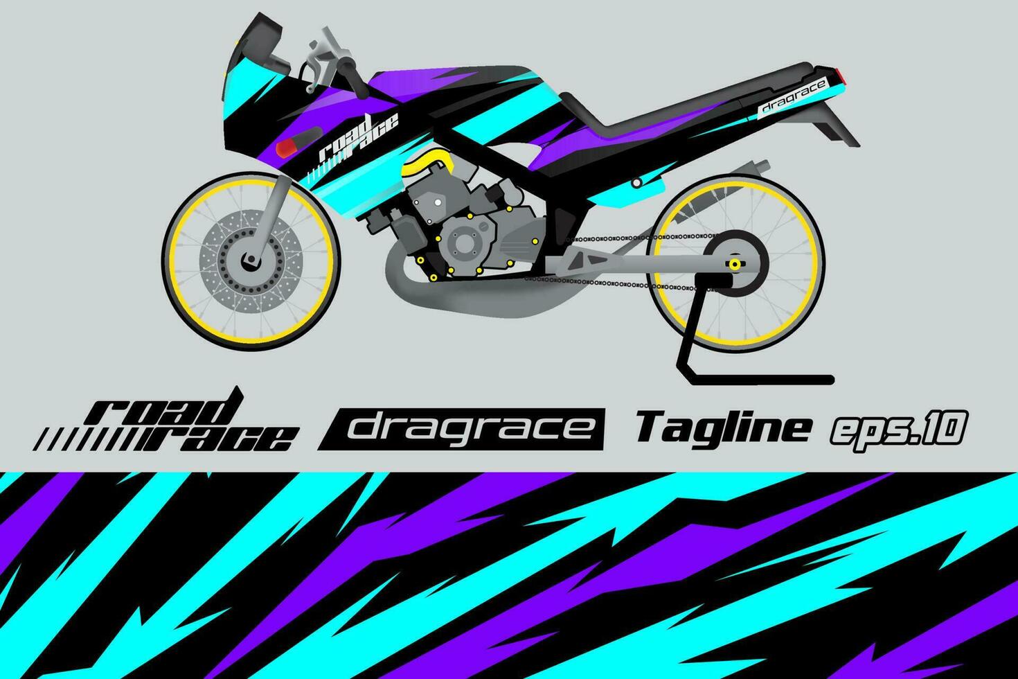 desain pembungkus stiker motor drag tävlings Vektor penuh eps.10