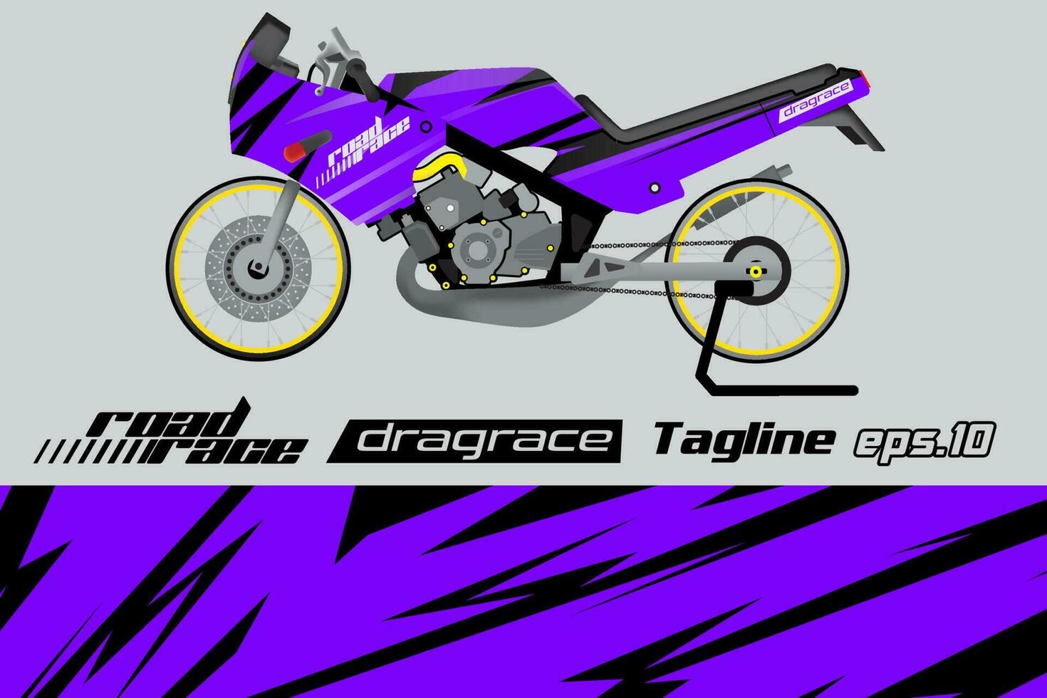 desain pembungkus stiker motor drag tävlings Vektor penuh eps.10