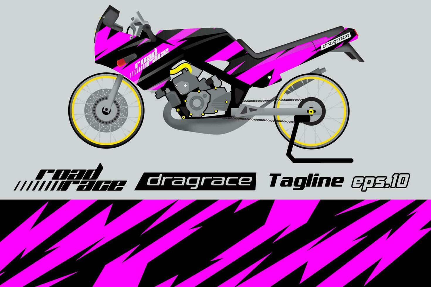 desain pembungkus stiker motor drag racing vektor penuh eps.10