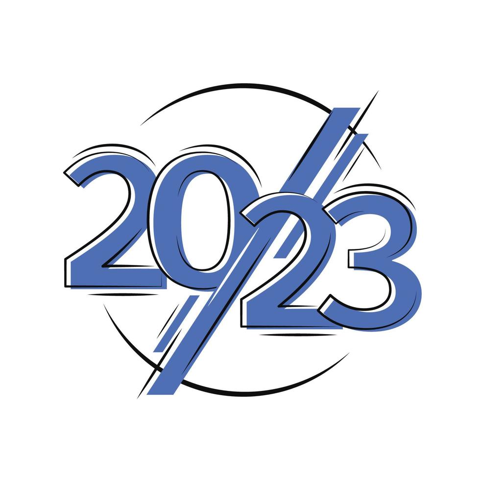 2023 Lycklig ny år logotyp text design. vektor illustration