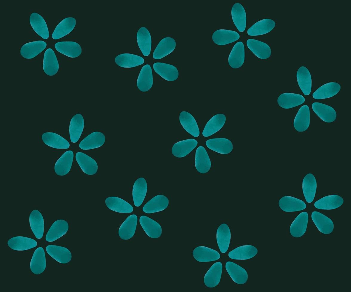 florales Aquarellmuster - smaragdgrüne Blumen auf schwarzem Hintergrund vektor