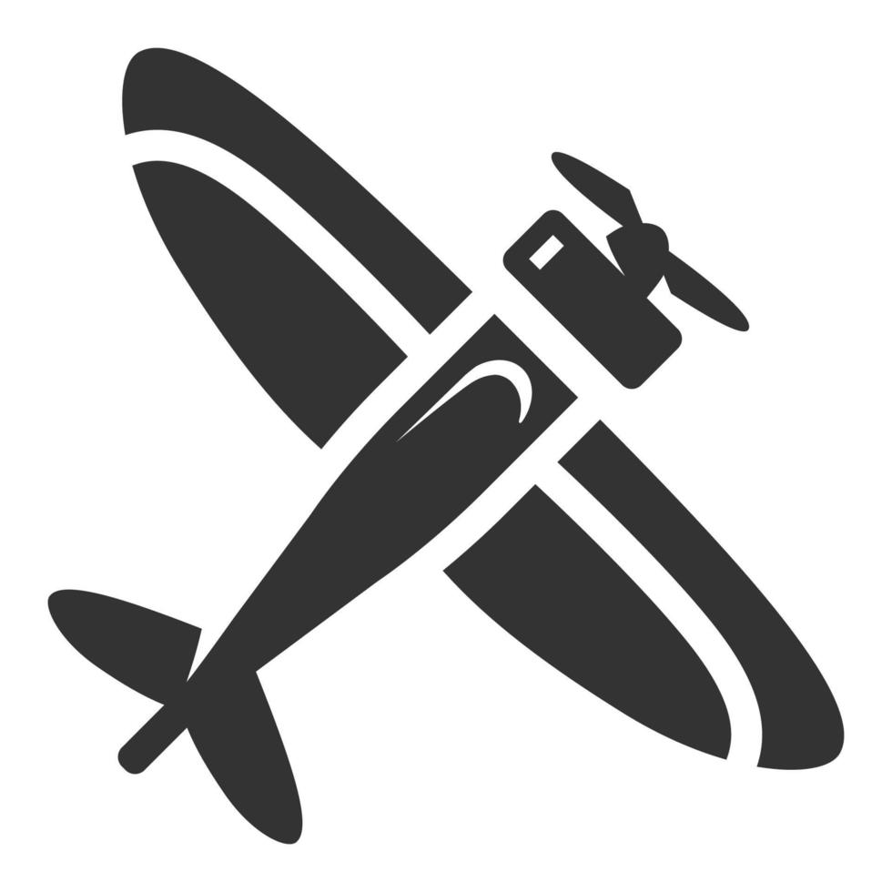 svart och vit ikon årgång flygplan vektor