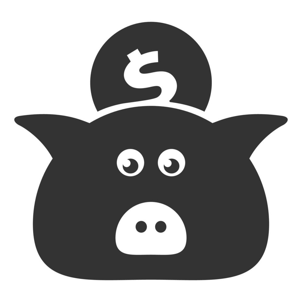 Schwarz-Weiß-Symbol Münze Sparschwein vektor