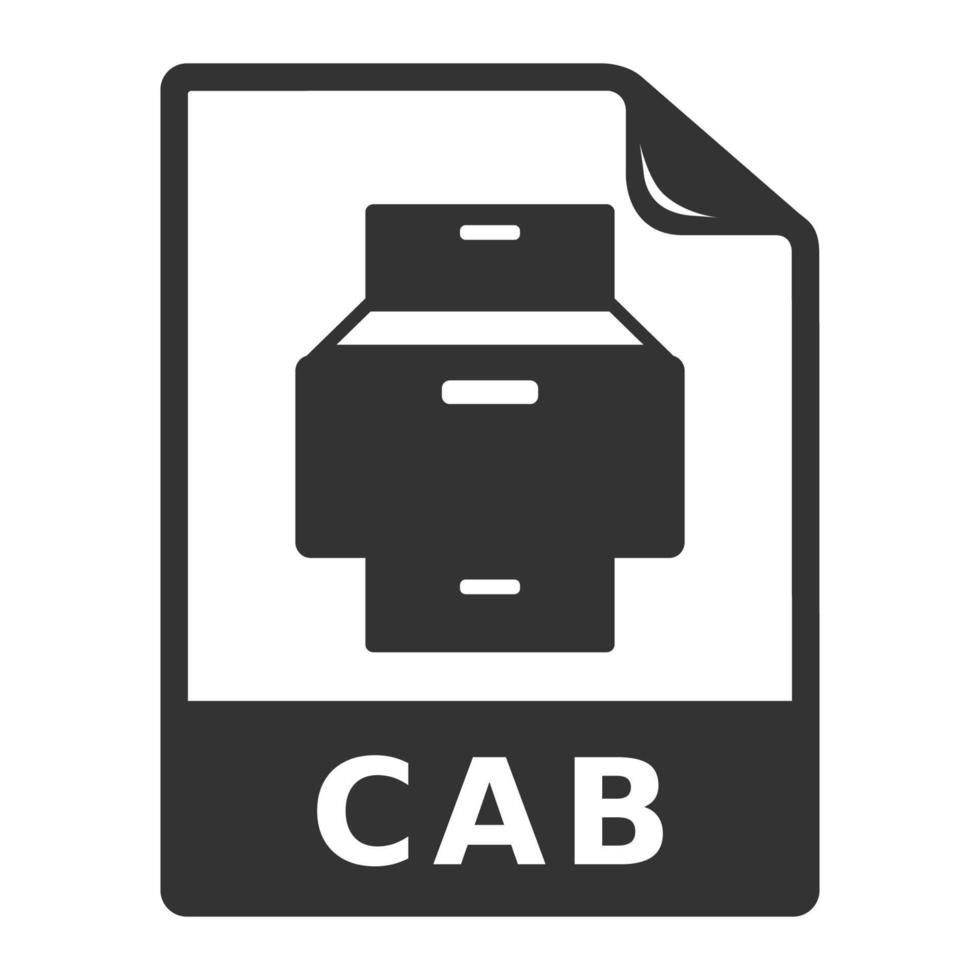 Schwarz-Weiß-Icon-CAB-Dateiformat vektor