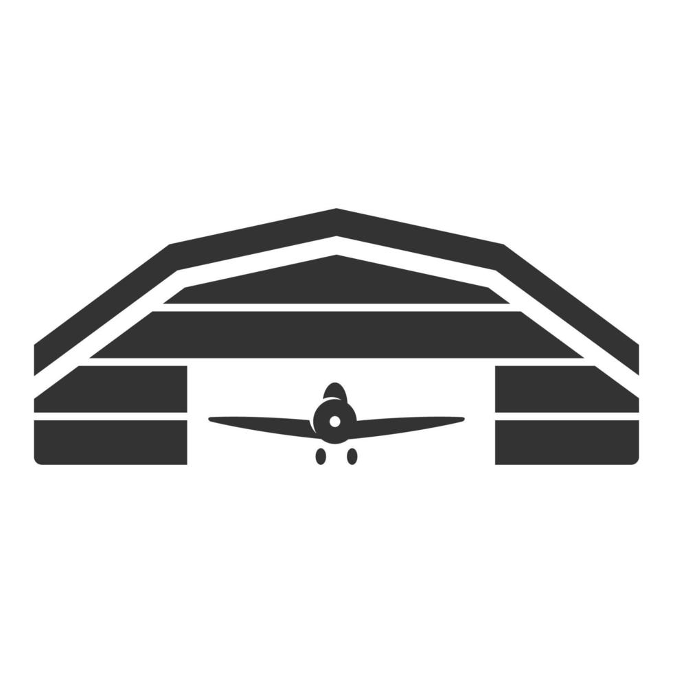 Schwarz-Weiß-Symbol Flugzeughangar vektor