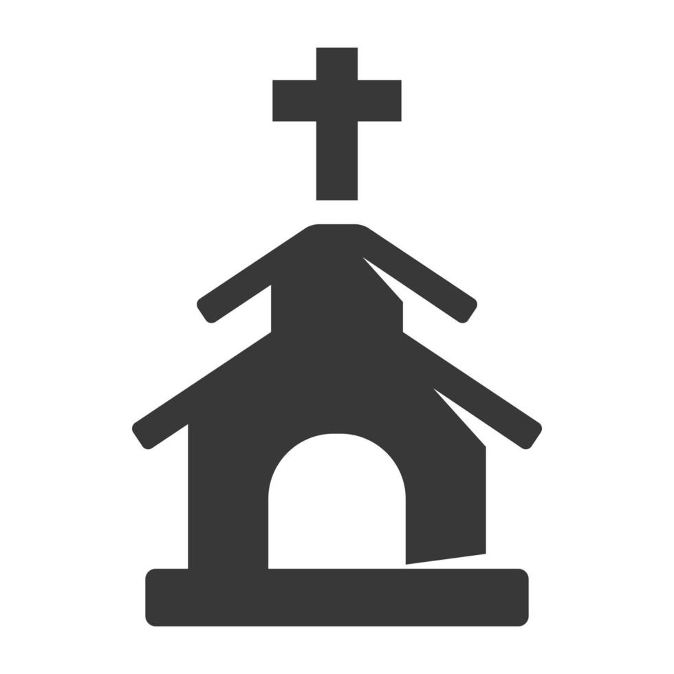 svart och vit ikon kyrka vektor