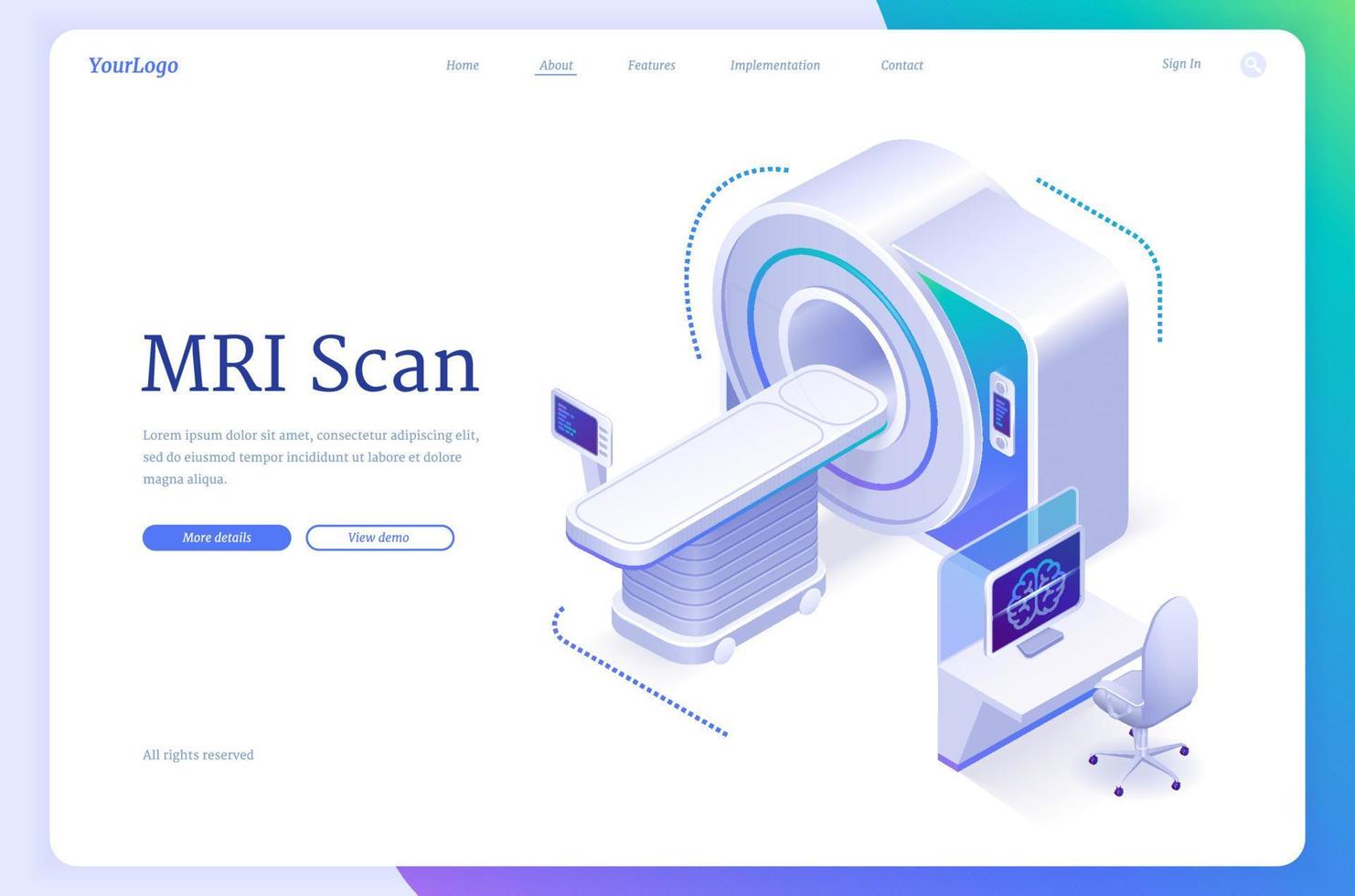 mri-scan, magnetresonanztomographie-technologie vektor