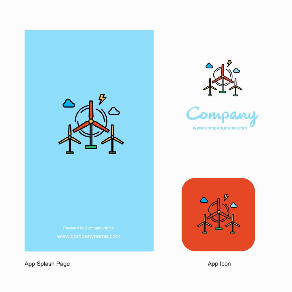 luft turbin företag logotyp app ikon och stänk sida design kreativ företag app design element vektor