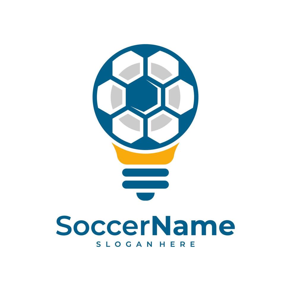Glödlampa fotboll logotyp mall, fotboll logotyp design vektor
