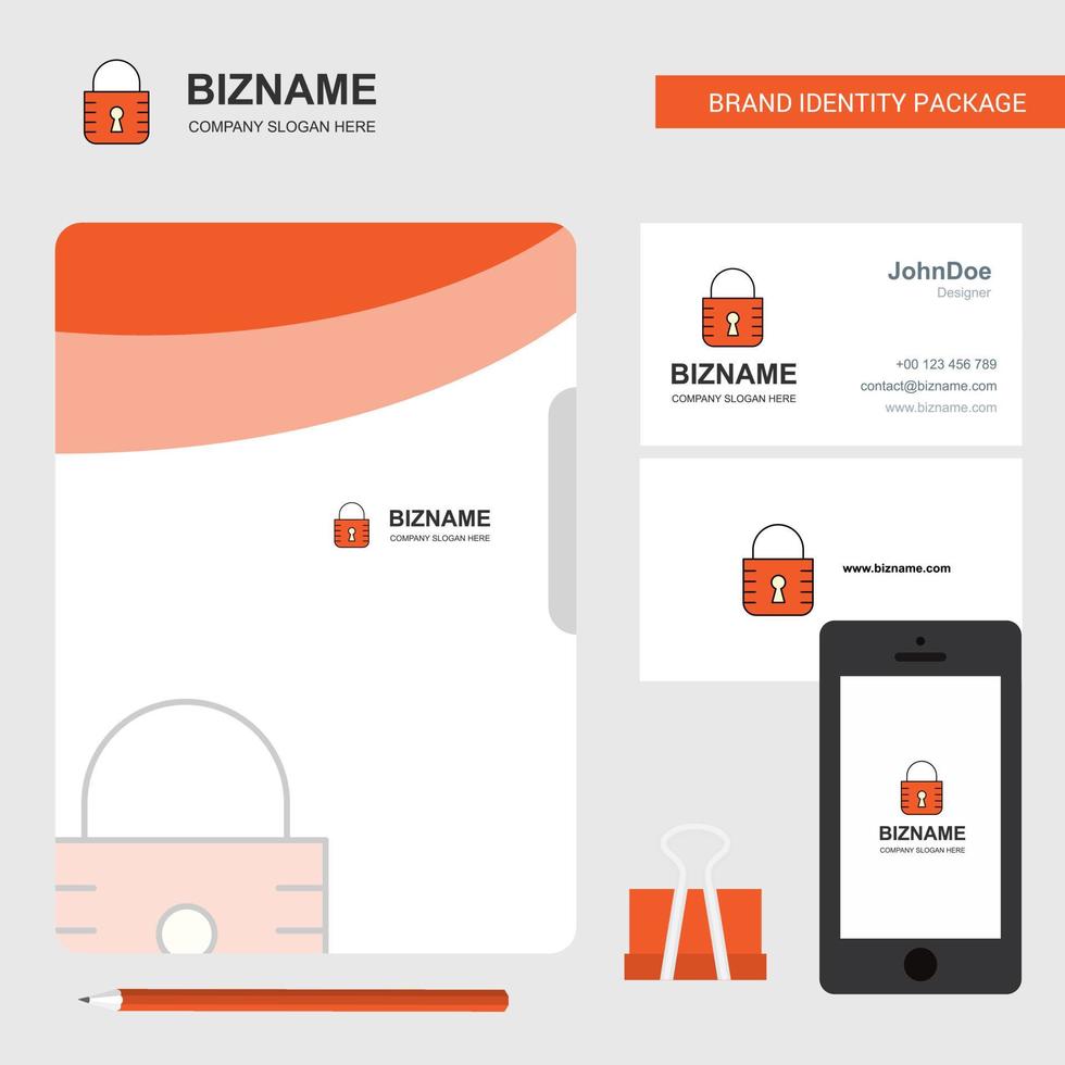 gesperrte Business-Logo-Datei-Cover-Visitenkarte und mobile App-Design-Vektorillustration vektor