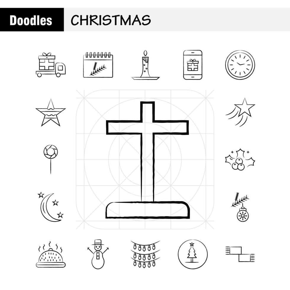handgezeichnete weihnachtssymbole für infografiken, mobiles uxui-kit und druckdesign umfassen lebensmittel, mahlzeiten, messer, teller, weihnachtskugeln, kugeln, dekorationen, sammlung, modernes infografik-logo und bild vektor