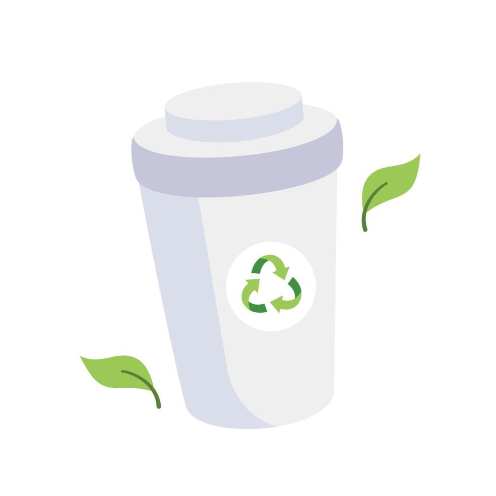 Kaffeetasse aus Papier. nachhaltiger lebensstil, null abfall, ökologisches konzept. Vektorillustration im Cartoon-Stil. Recycling, Abfallwirtschaft, Ökologie, Nachhaltigkeit. vektor
