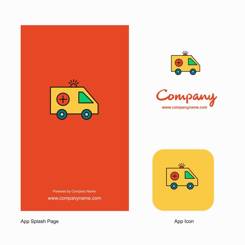 ambulans företag logotyp app ikon och stänk sida design kreativ företag app design element vektor