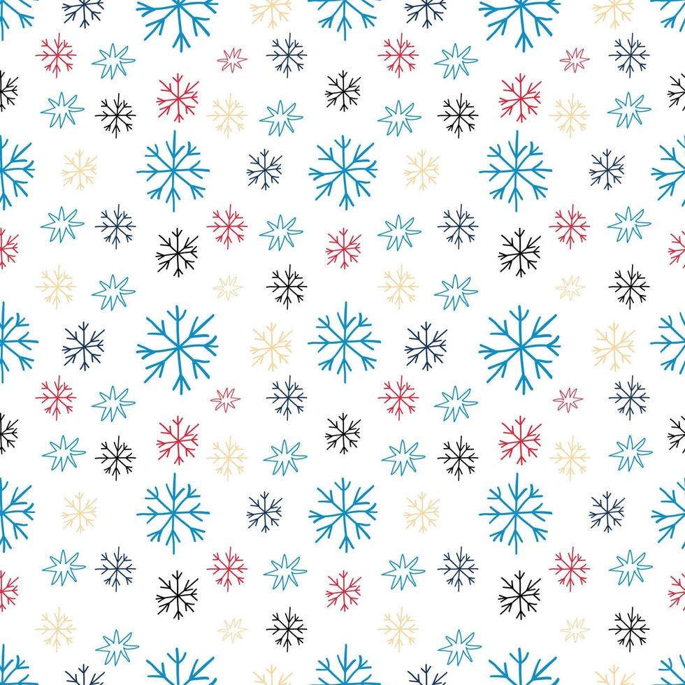 seamless mönster med färgglada snöflingor mot vit bakgrund vektor