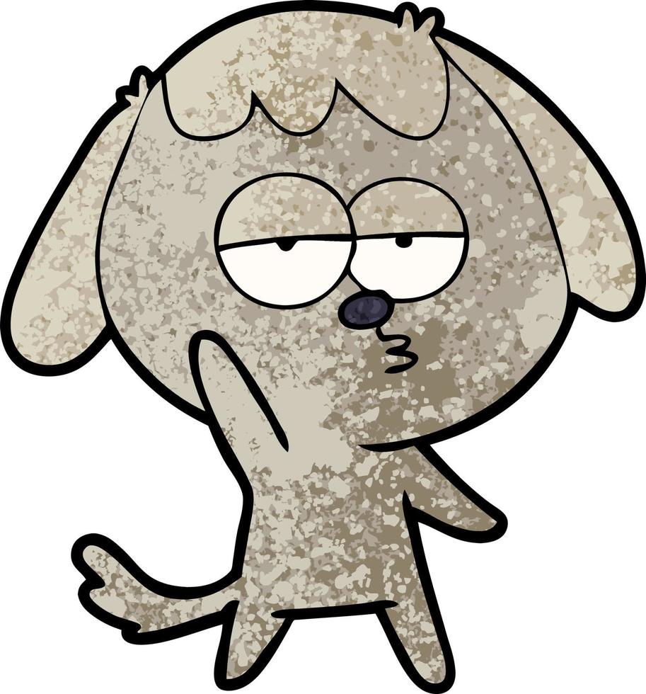 Retro-Grunge-Textur Cartoon gelangweilter Hund vektor