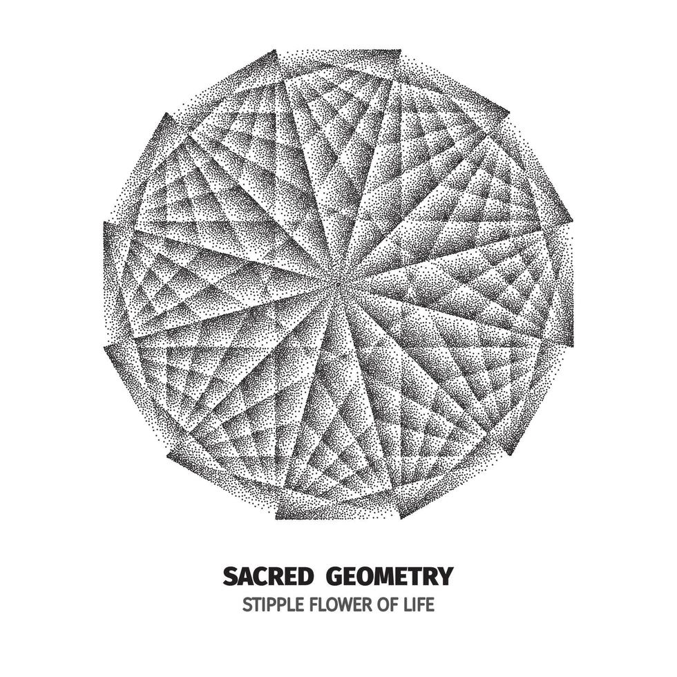 abstraktes Punktsymbol Heilige Geometrie Phyllotaxis. isoliertes Halbtonsymbol. gegenüberliegende Spiralen, Vektorgrafik eps 10 vektor