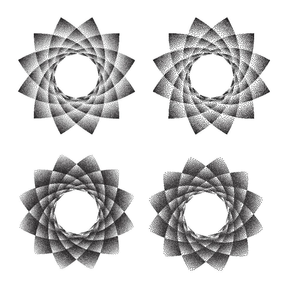 abstraktes Punktsymbol Heilige Geometrie Phyllotaxis. isoliertes Halbtonsymbol. gegenüberliegende Spiralen, Vektorgrafik eps 10 vektor