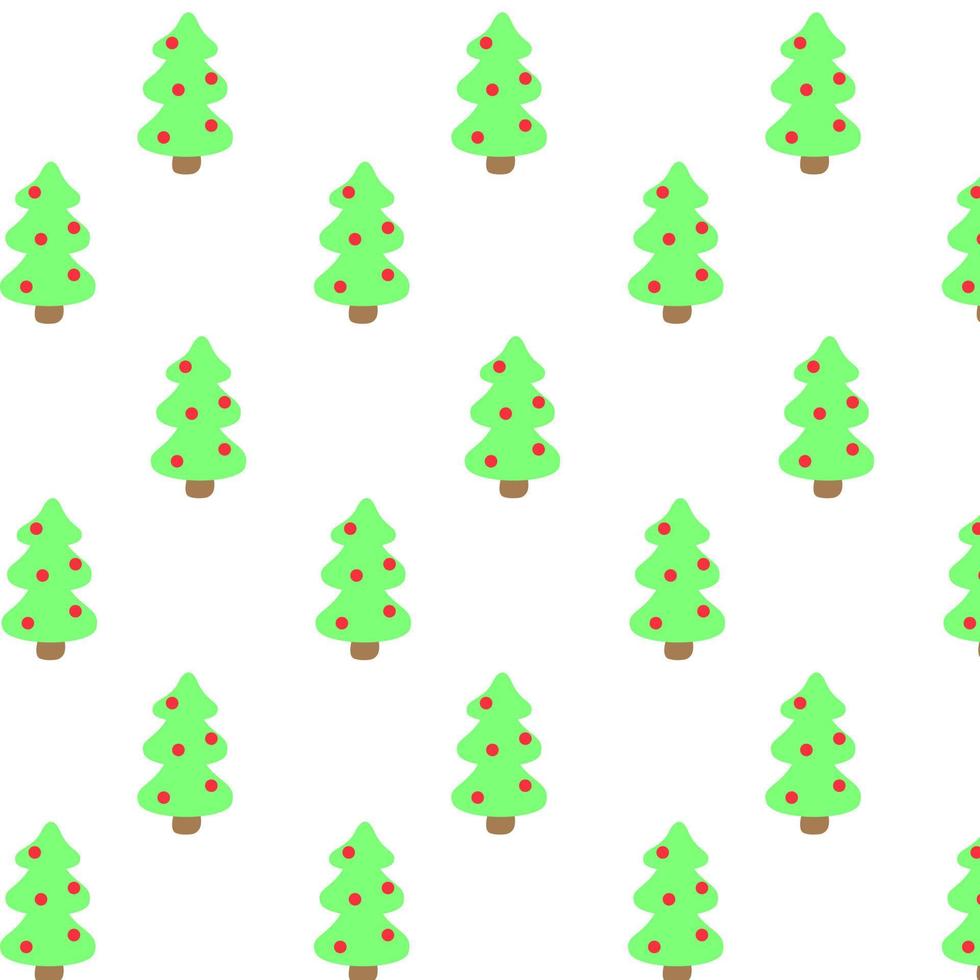 sömlös vektor mönster med jul träd. grön skog med röd boll, hand dragen vektor ändlös illustration för tyg och sublimering skriva ut design.vector illustration