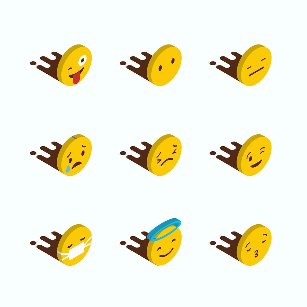 uppsättning av gul emojis design vektor