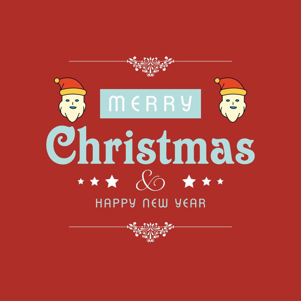 glad jul kort med röd bakgrund och typografi vektor