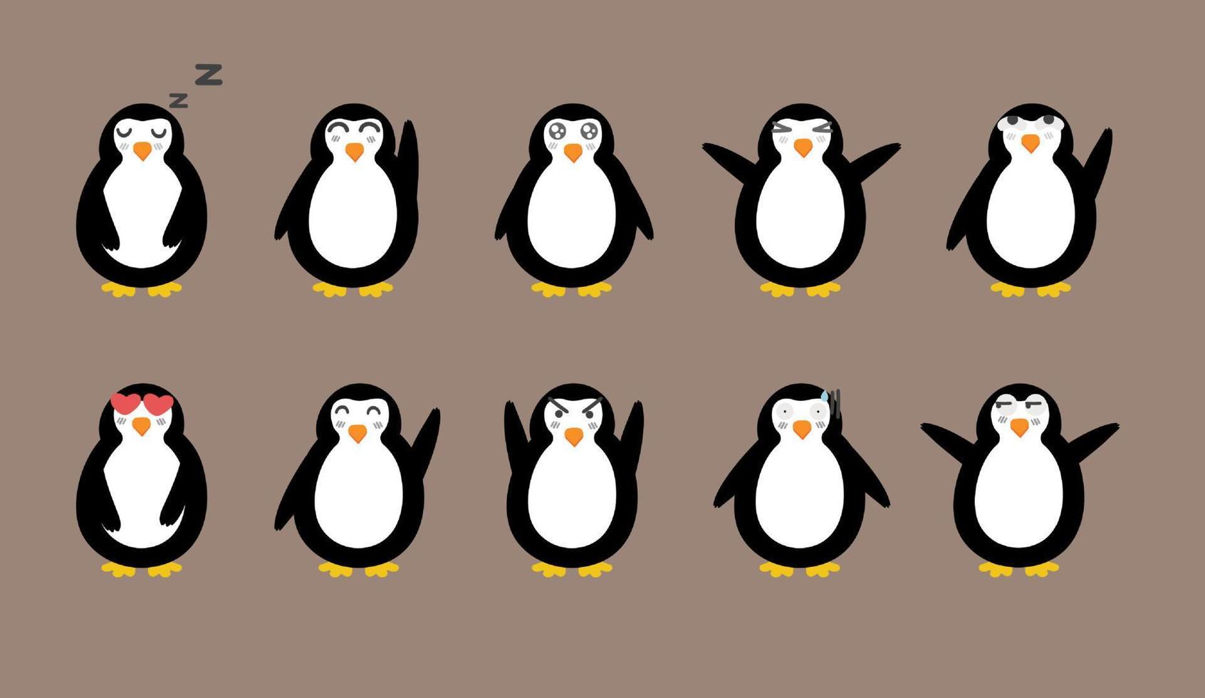 pingvin teckenuppsättning vektor