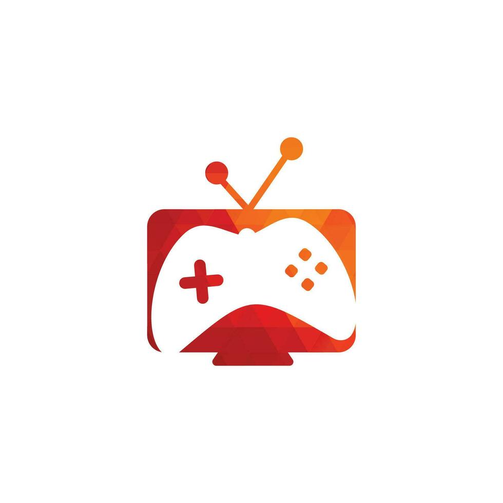 gamepad und fernseher, spielsymbol spielen. spiel- und tv-logo-design vektor