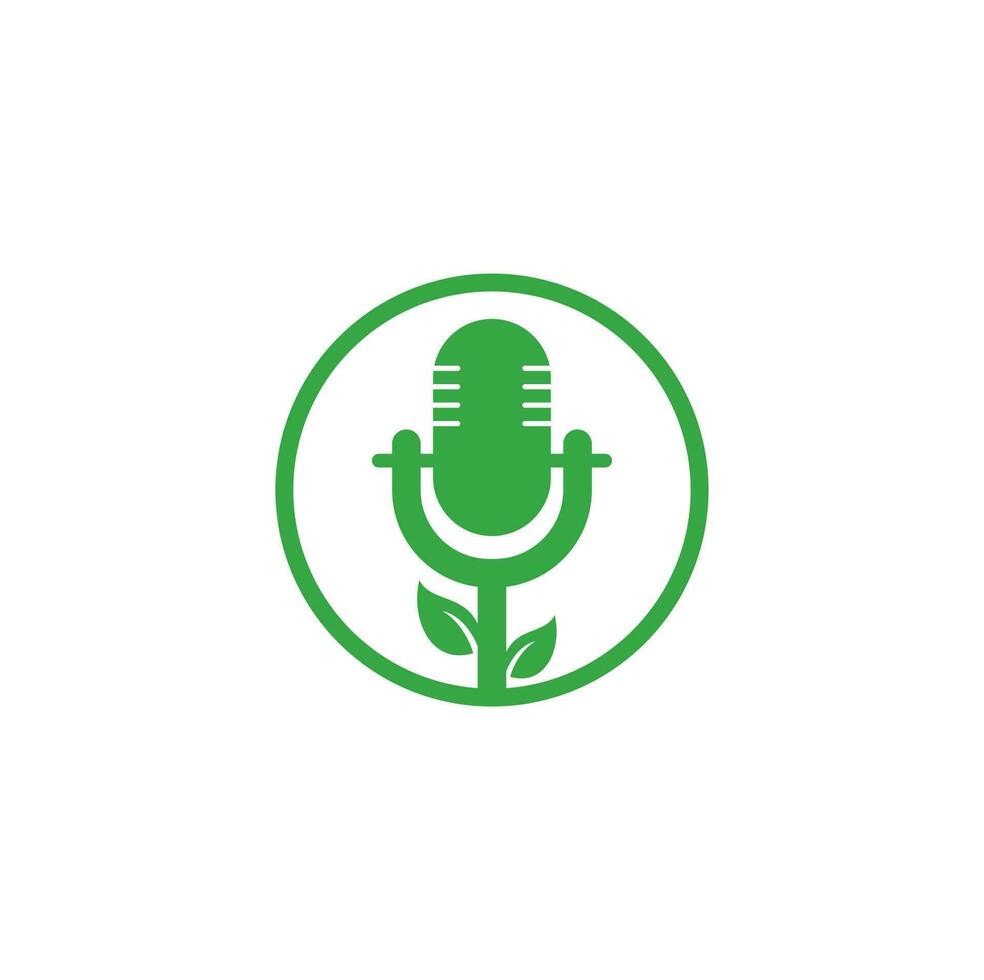 Blatt-Podcast-Logo-Design-Vorlage. Natur-Podcast-Logo-Vorlagenvektor. Podcast-Natur-Logo. vektor