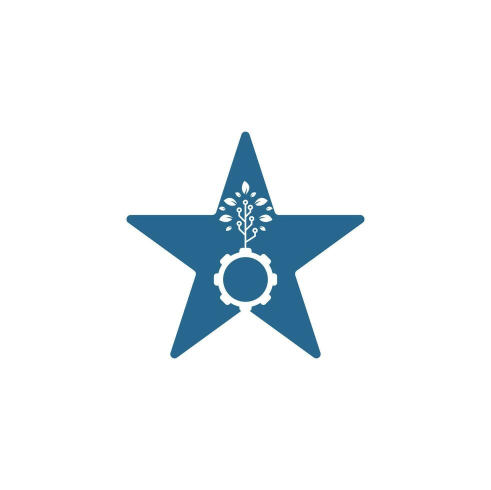 Zahnradblatt Sternform Konzept Vektor Logo Design. grüne Ökoenergie, Technologie und Industrie.