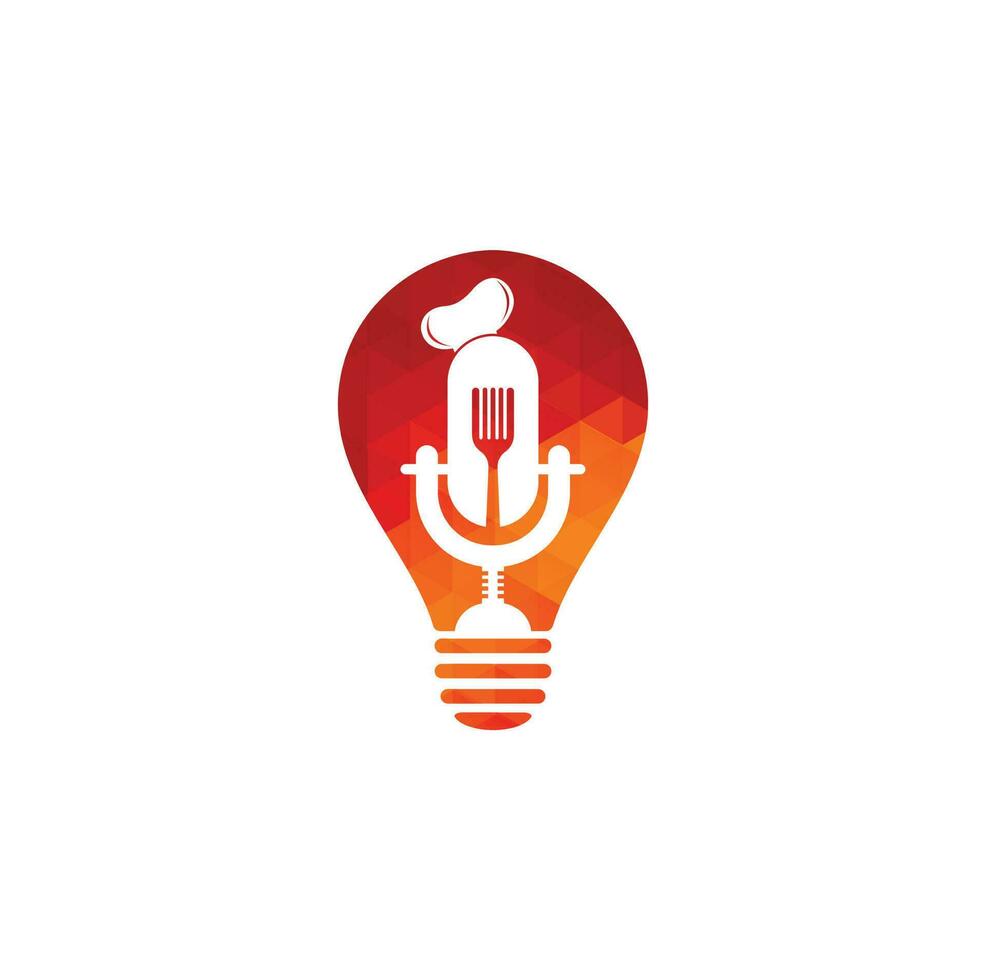 kock podcast Glödlampa form begrepp logotyp design mall. kock utbildning logotyp design vektor