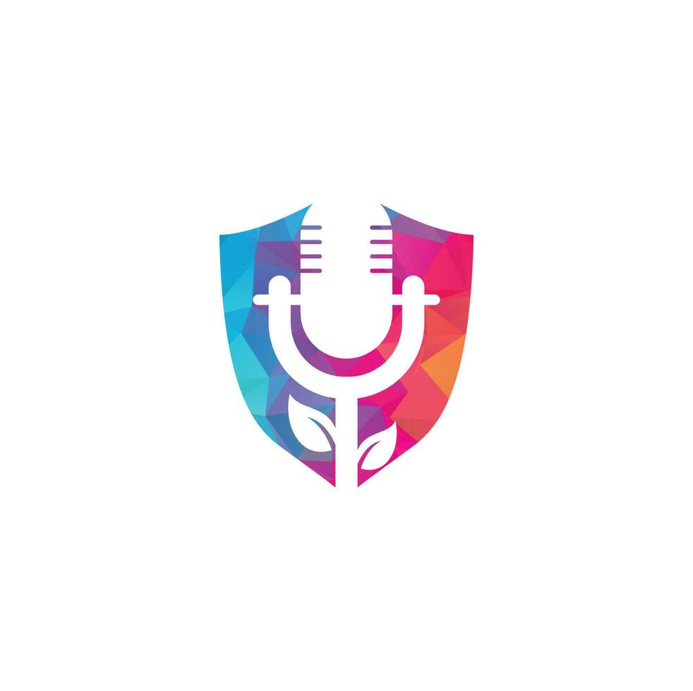 Blatt-Podcast-Logo-Design-Vorlage. Natur-Podcast-Logo-Vorlagenvektor. Podcast-Natur-Logo. vektor