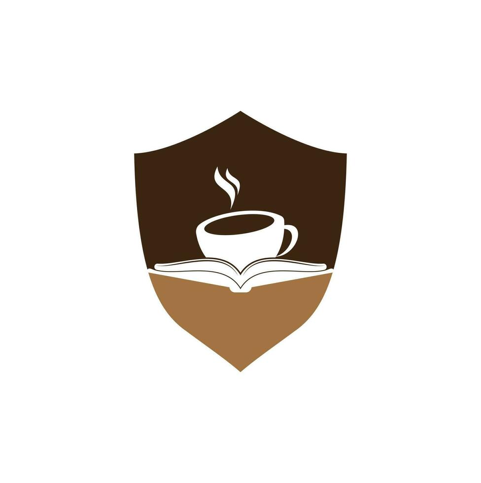 kaffe bok vektor logotyp design. te bok Lagra ikoniska logotyp.