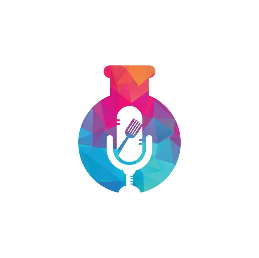 Podcast Food Lab Shape Konzept Logo Icon Designs Vektor. Food-Podcast für Schilder, Maskottchen oder andere. vektor