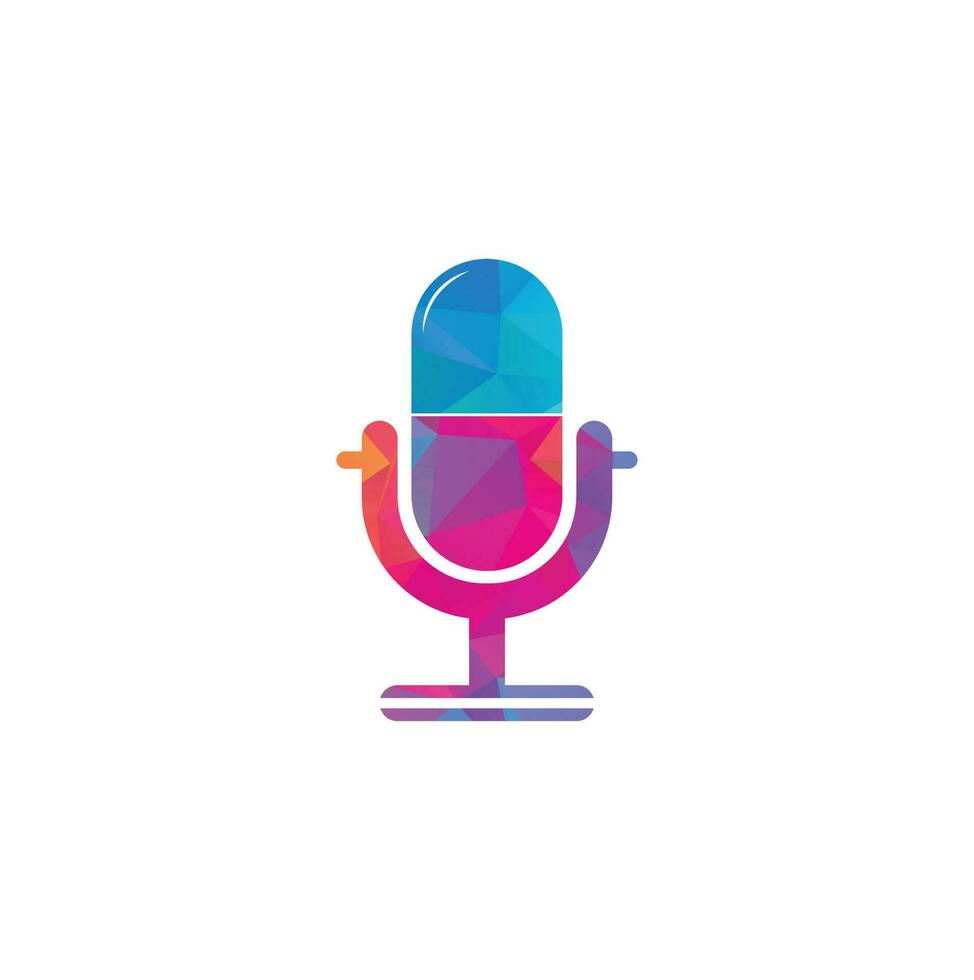 podcast piller kapsel vektor logotyp mall illustration. podcast och kapsel logotyp design mall
