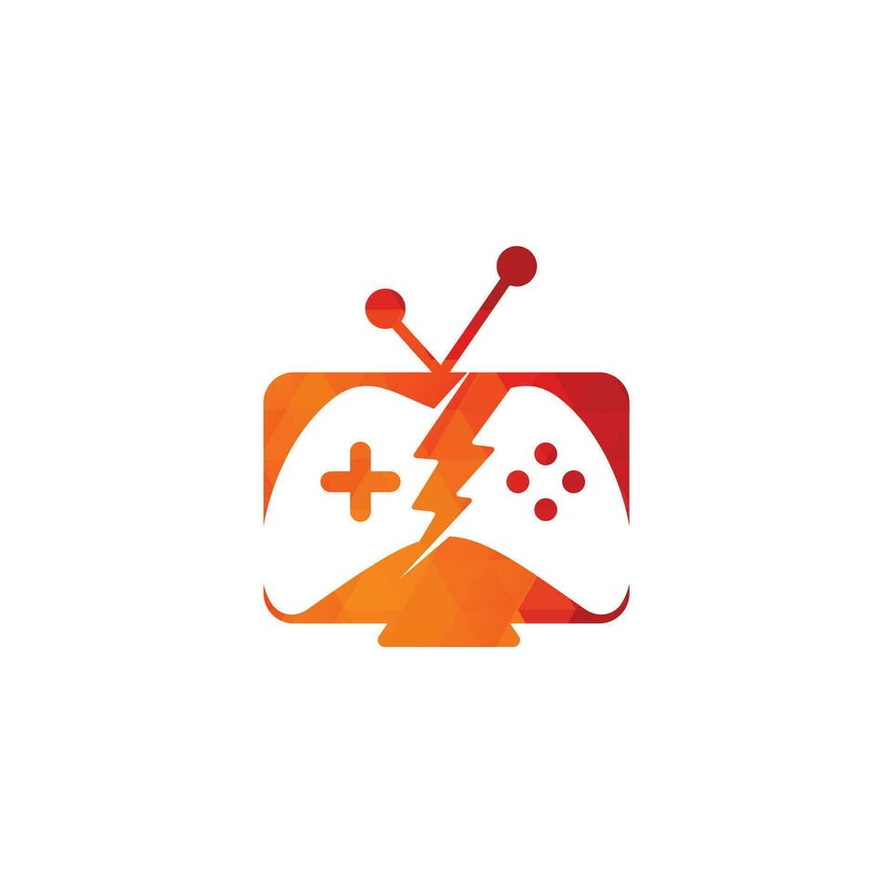 gamepad und fernseher, spielsymbol spielen. spiel- und tv-logo-design vektor