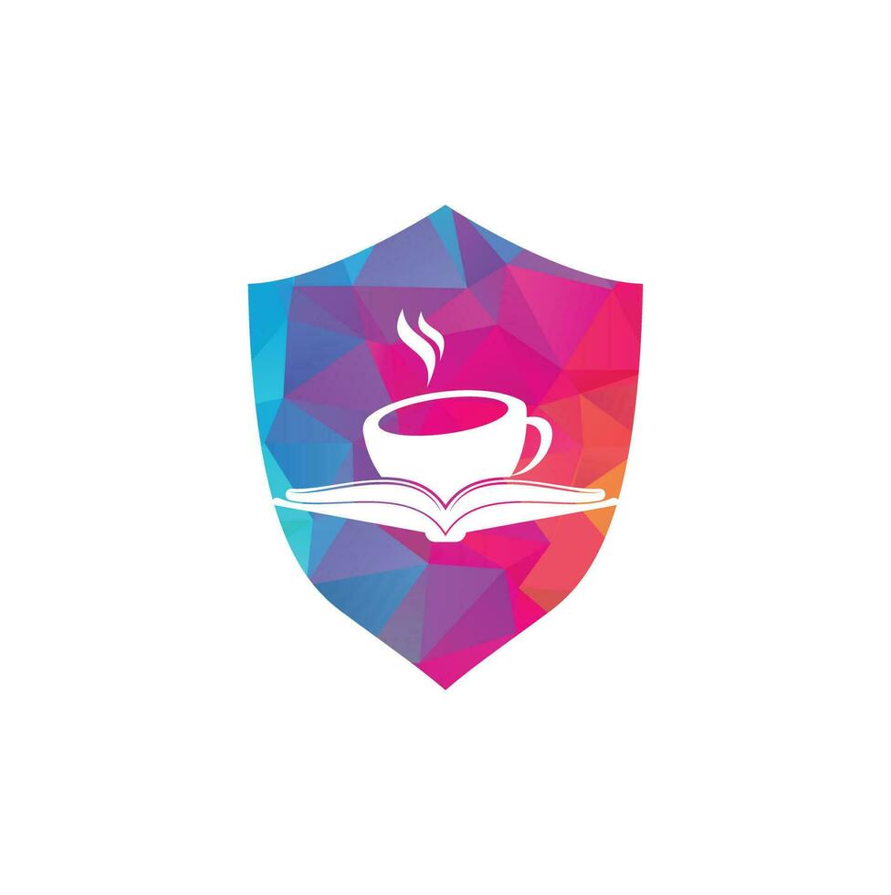 kaffe bok vektor logotyp design. te bok Lagra ikoniska logotyp.