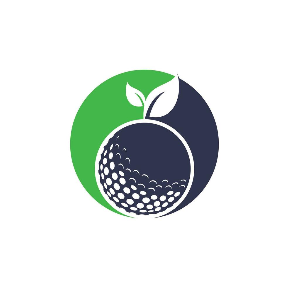 Logo-Vorlage für Golfblätter. golfball und blätter, golfball und sportlogo vektor