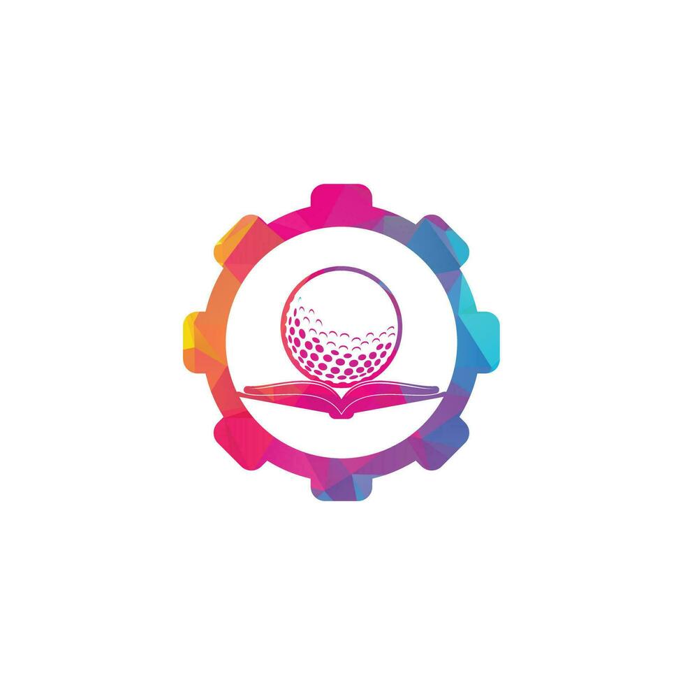 Buch-Golfgang-Form-Konzept-Logo-Design-Vektor. Golfbuch-Symbol-Logo-Design-Element vektor