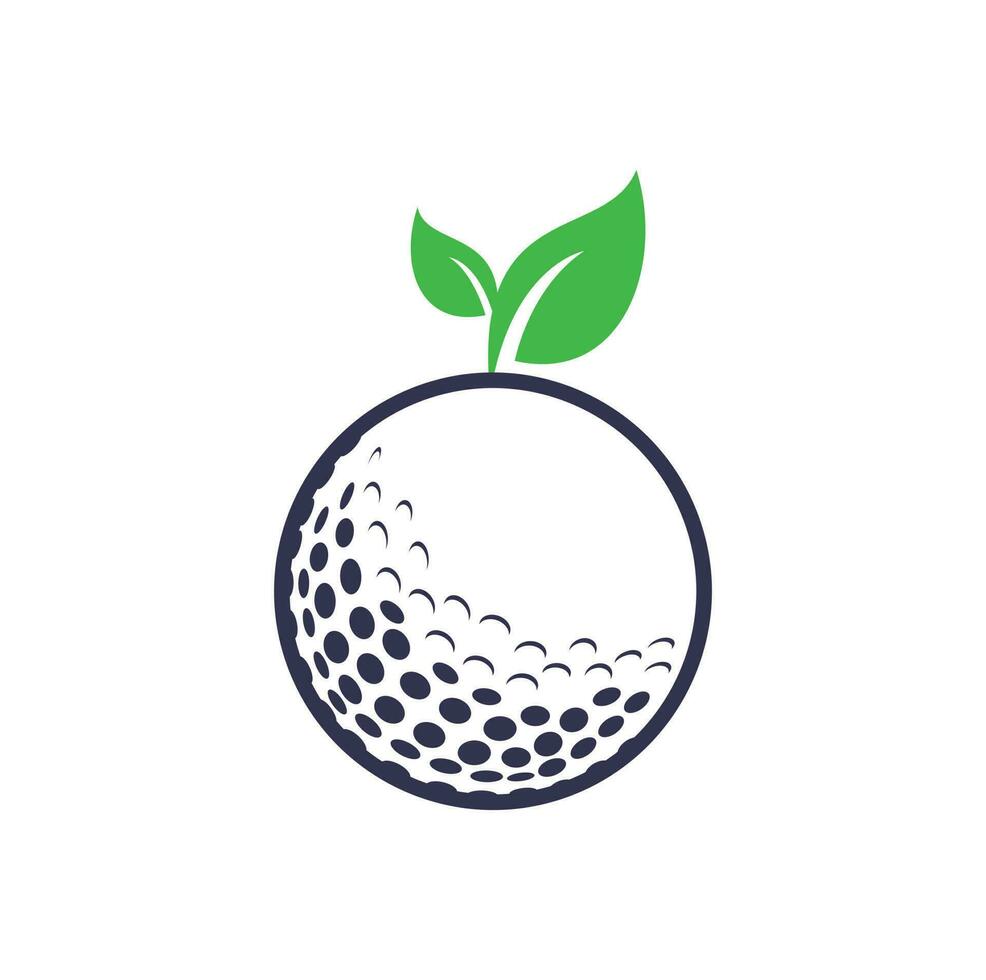 Logo-Vorlage für Golfblätter. golfball und blätter, golfball und sportlogo vektor