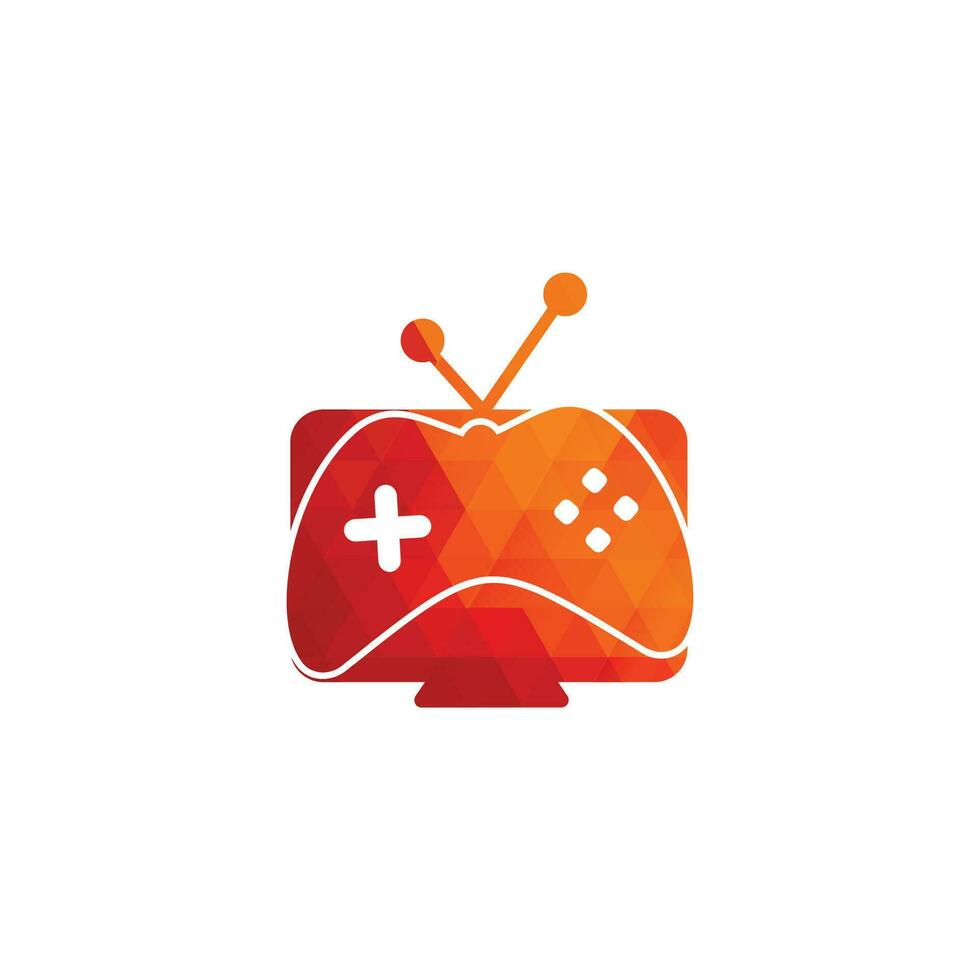 gamepad und fernseher, spielsymbol spielen. spiel- und tv-logo-design vektor