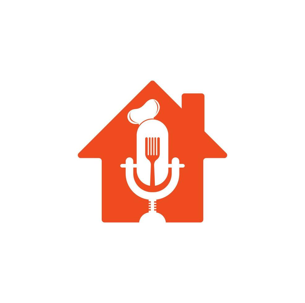 Chef-Podcast-Home-Form-Konzept-Logo-Design-Vorlage. Logo-Design-Vektor für die Kochausbildung vektor