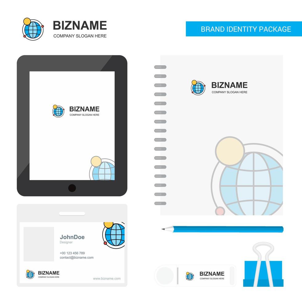 internet business logo tab app tagebuch pvc mitarbeiterkarte und usb marke stationäre paketdesign vektorvorlage vektor