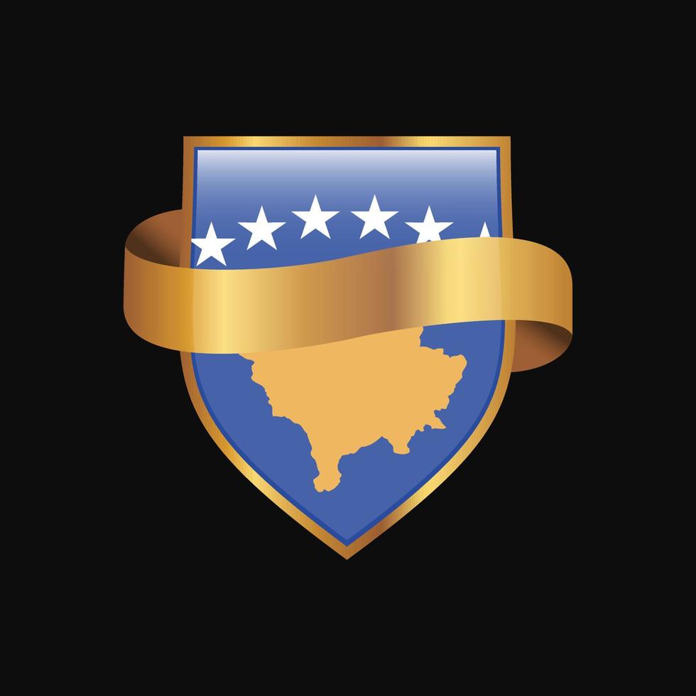 kosovo flagga gyllene bricka design vektor