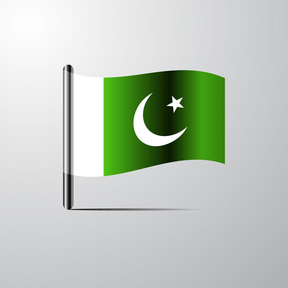 pakistan schwenkt glänzenden flaggendesignvektor vektor